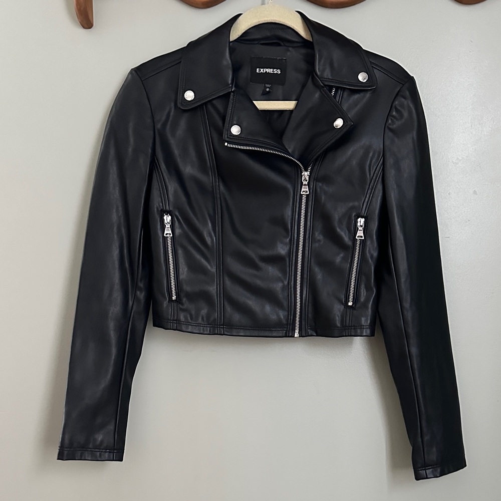 Express Black Moto Faux Leather Jacket XS